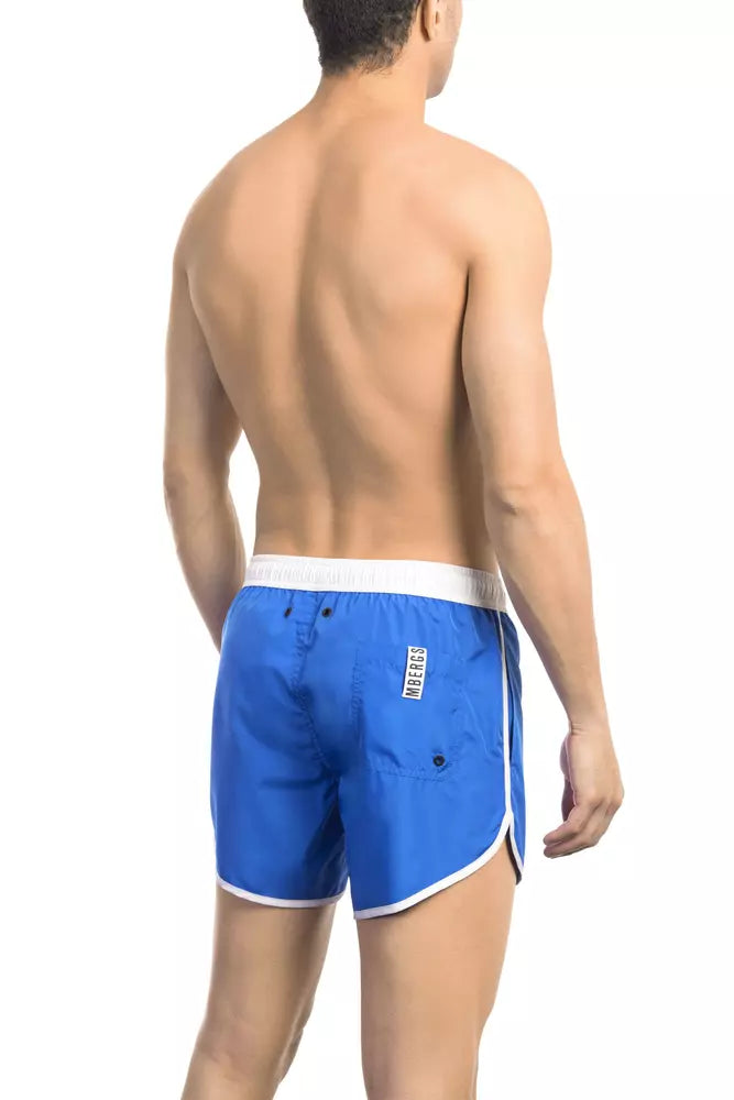 Bikkembergs blaue Badeshorts mit Frontprint für Herren