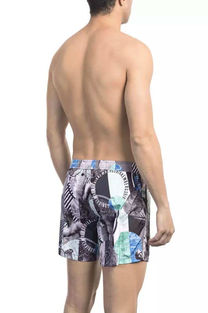 Bikkembergs mehrfarbig bedruckte Badeshorts mit Taschen