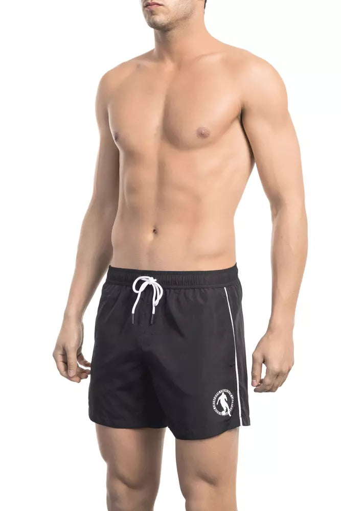 Bikkembergs schicke schwarze Badeshorts mit Frontdruck