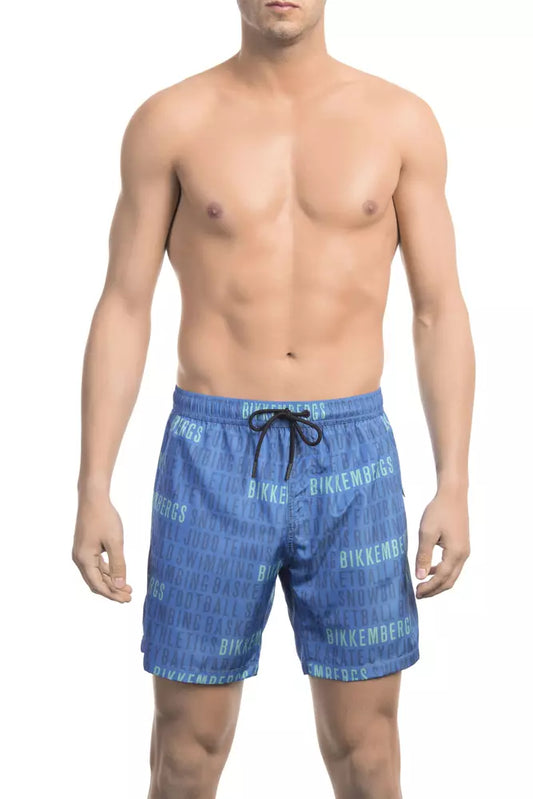 Bikkembergs schicke blaue bedruckte Badeshorts