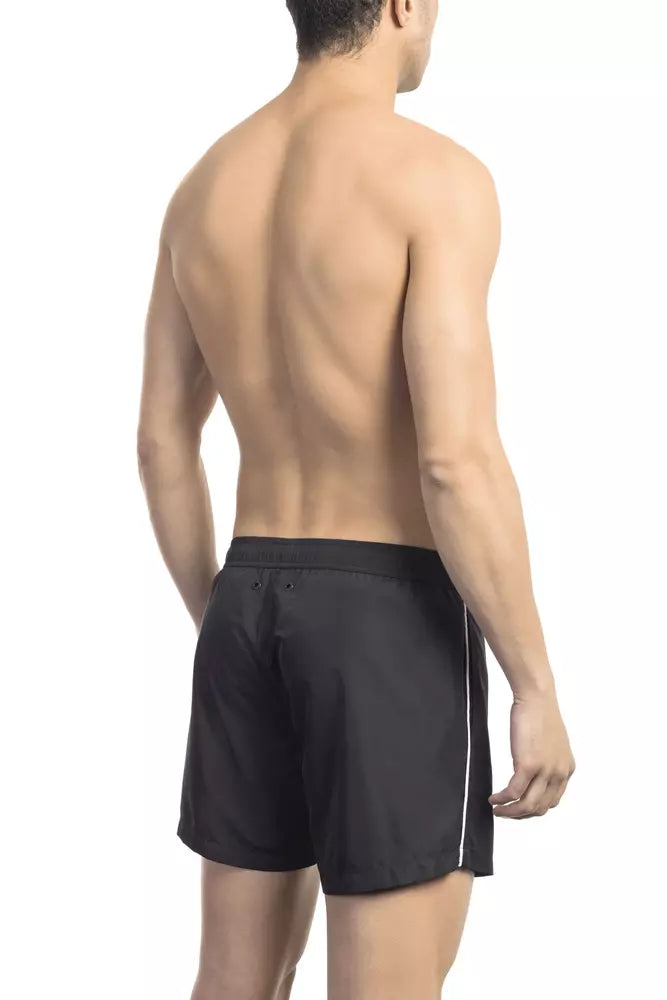 Bikkembergs schicke schwarze Badeshorts mit Frontdruck