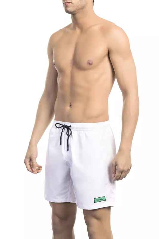 Bikkembergs Sleek White Swim Shorts na may Detalye ng Logo