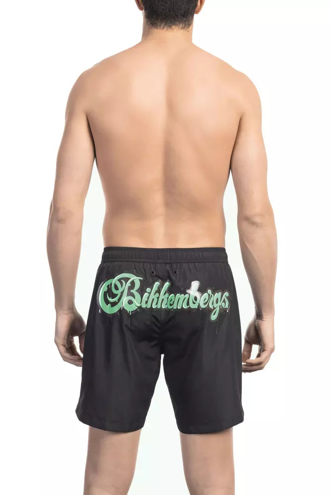 Bikkembergs elegante schwarze Badeshorts mit ikonischem Logo