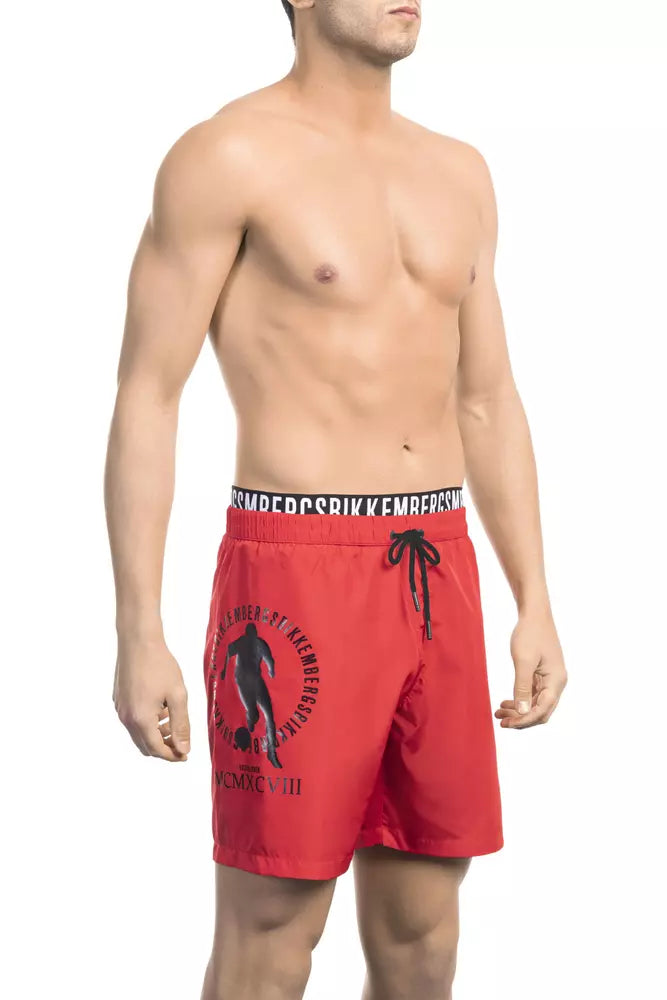 Bikkembergs elegante rote zweilagige Badeshorts