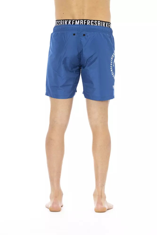 Bikkembergs elegante mehrlagige blaue Badeshorts