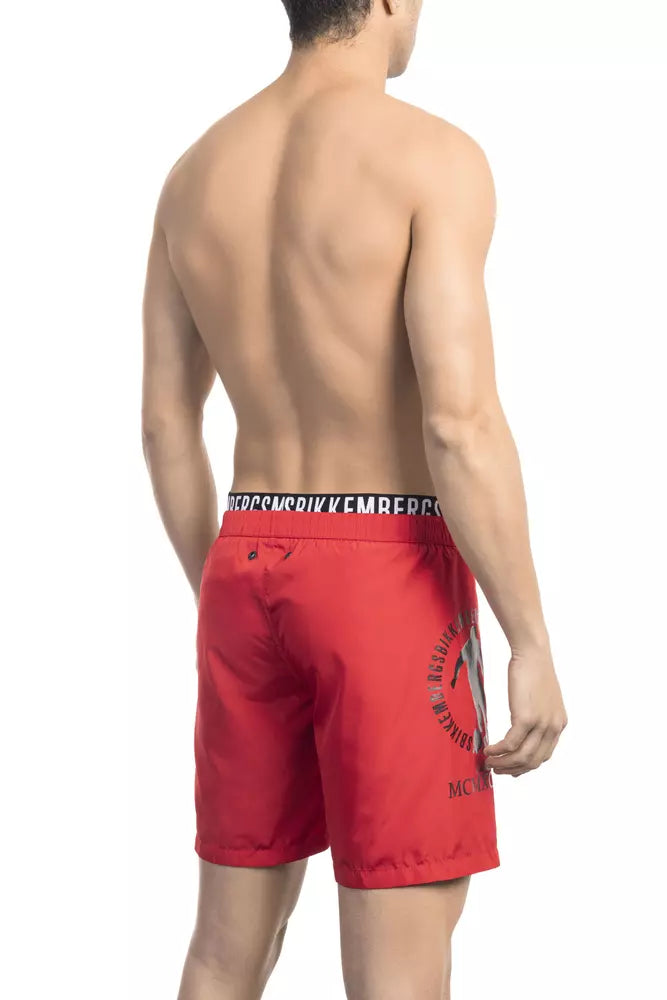 Bikkembergs elegante rote zweilagige Badeshorts