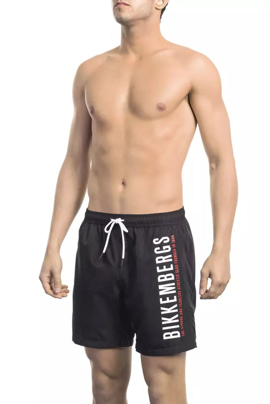 Bikkembergs schicke schwarze Badeshorts mit seitlichem Aufdruck