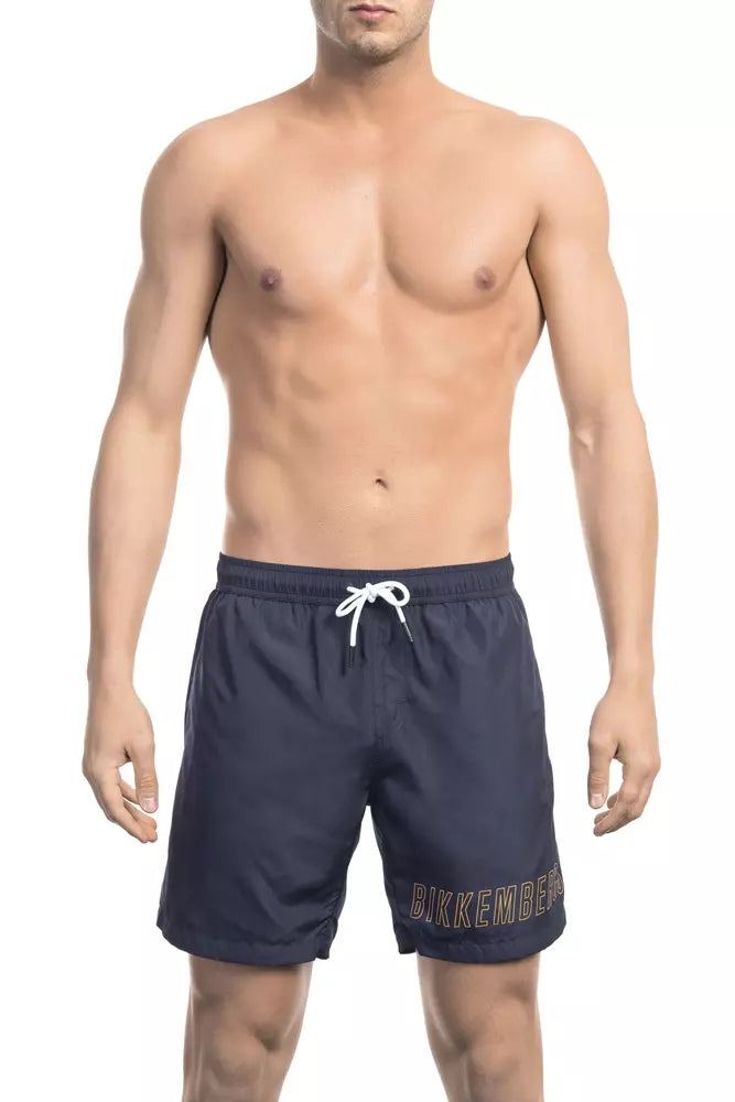 Bikkembergs schicke blaue Badeshorts mit Frontprint-Detail