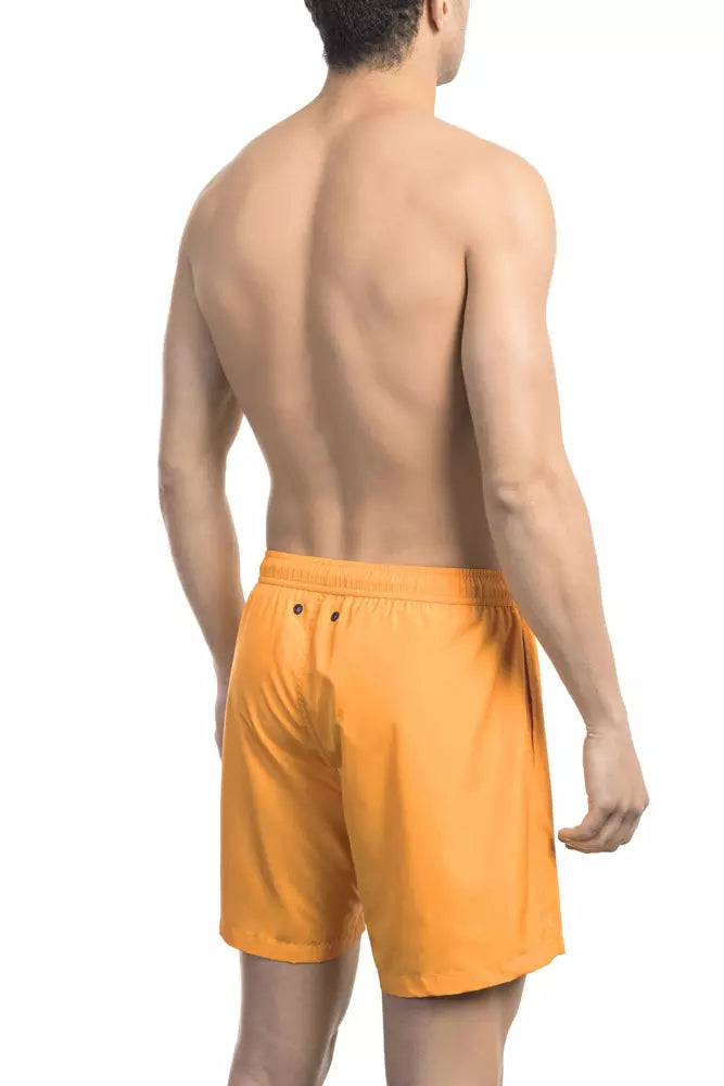 Bikkembergs leuchtend orangefarbene Badeshorts mit Kordelzug