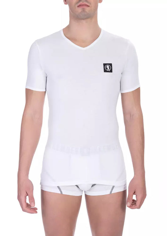 Bikkembergs Slim Fit T-Shirt aus Baumwollmischung mit V-Ausschnitt