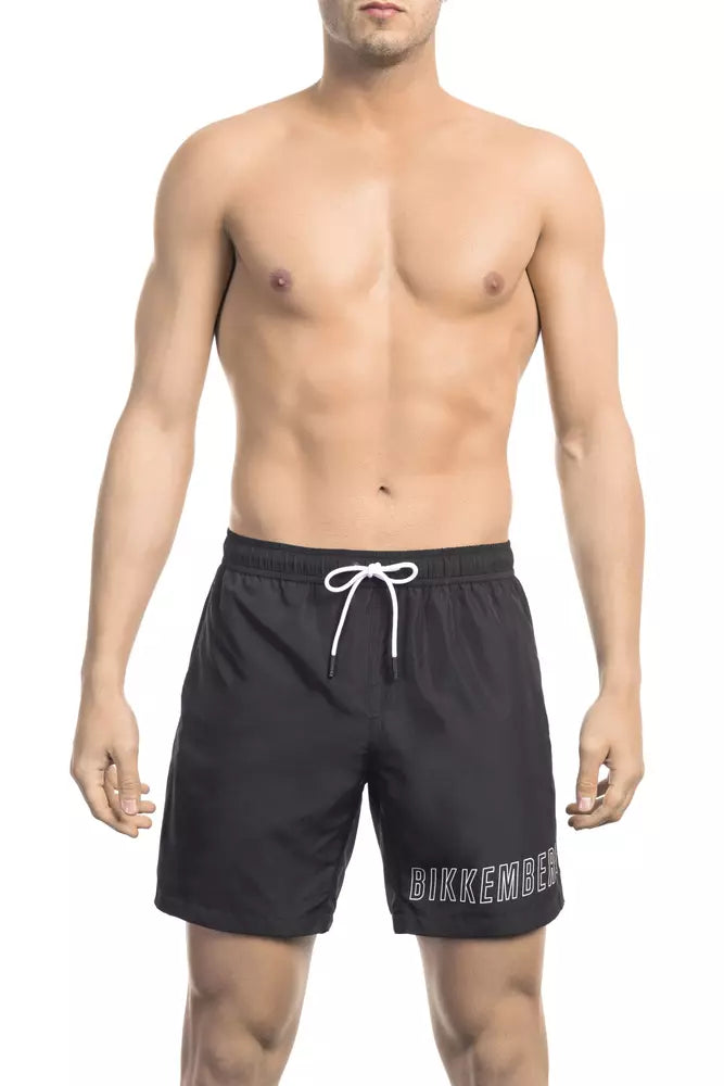 Bikkembergs elegante, schwarz bedruckte Badeshorts