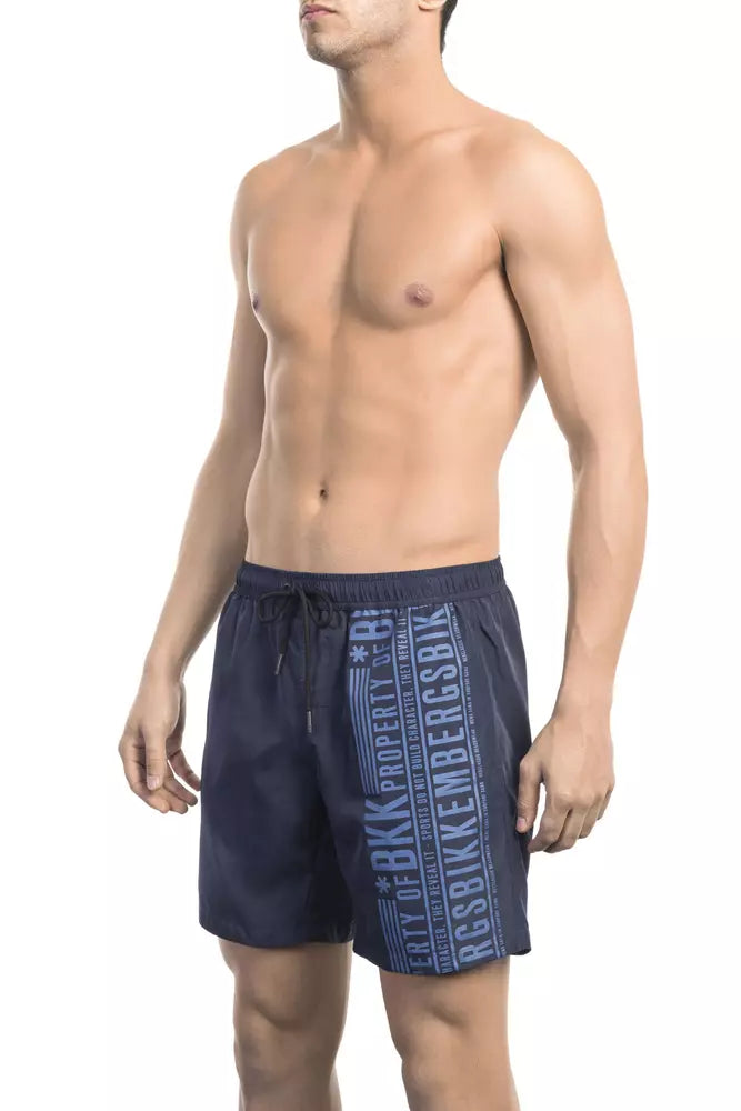 Bikkembergs schicke, blau bedruckte Badeshorts mit Taschen