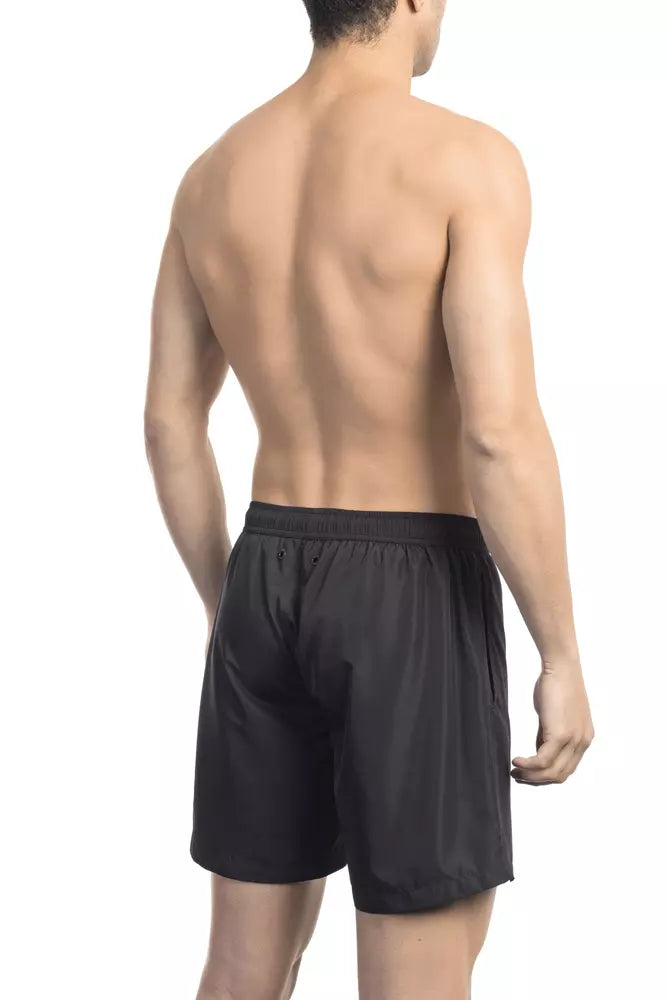 Bikkembergs elegante, schwarz bedruckte Badeshorts