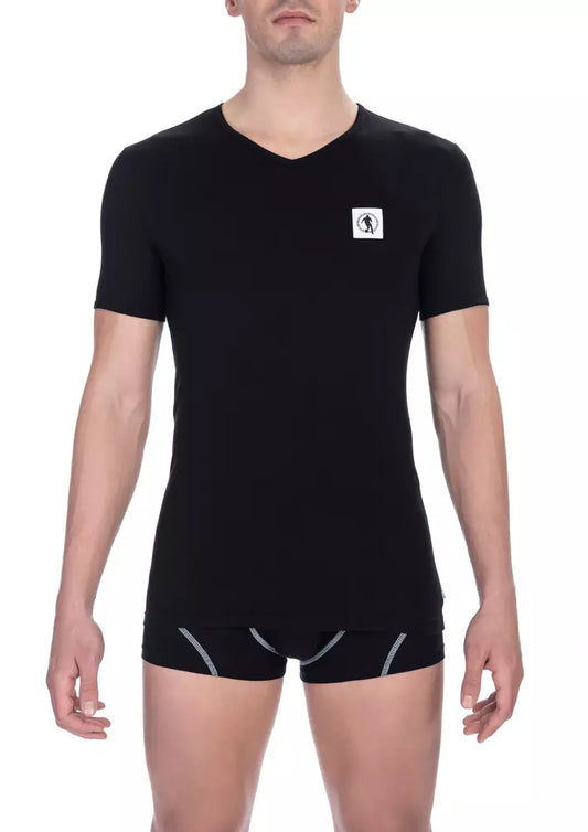 Bikkembergs elegantes T-Shirt aus Baumwollmischung mit V-Ausschnitt