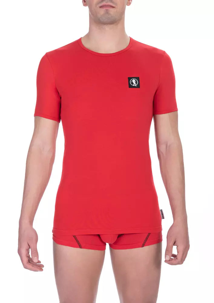 Bikkembergs Elite T-Shirt aus roter Baumwollmischung mit Rundhalsausschnitt