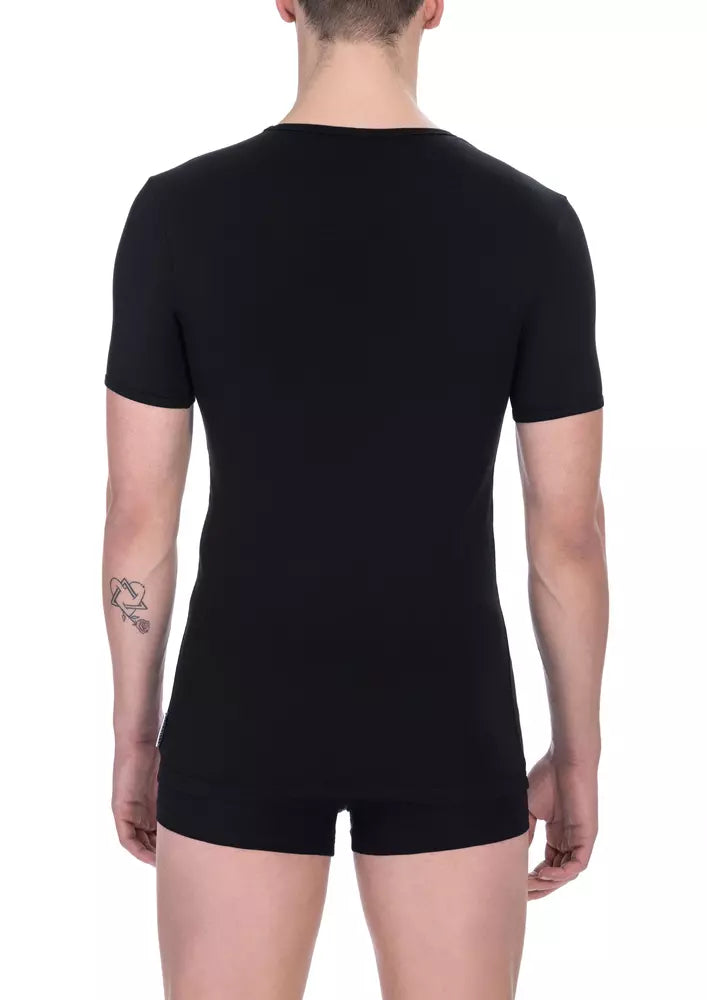 Bikkembergs elegantes T-Shirt aus Baumwollmischung mit V-Ausschnitt