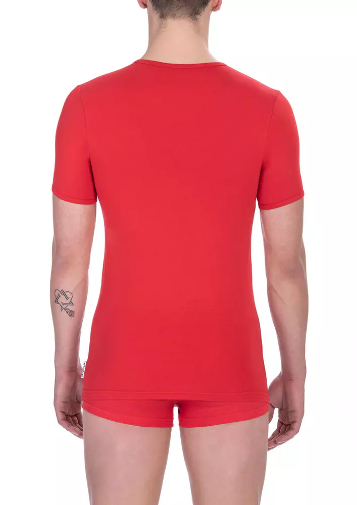 Bikkembergs Elite T-Shirt aus roter Baumwollmischung mit Rundhalsausschnitt