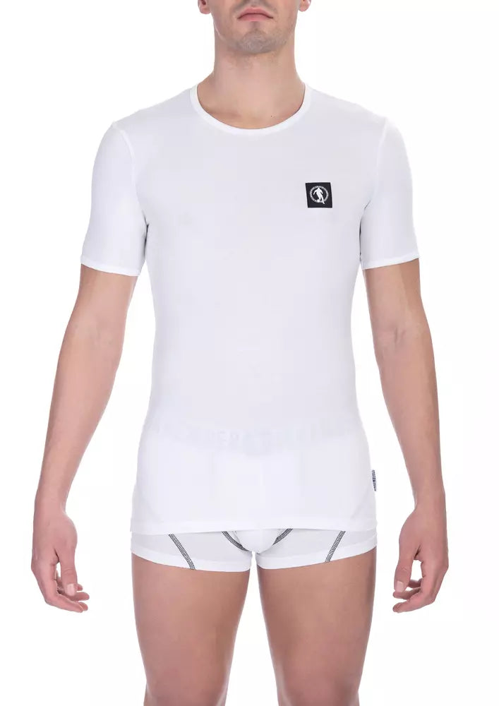 Bikkembergs Pristine White Baumwoll-T-Shirt mit Rundhalsausschnitt im Doppelpack