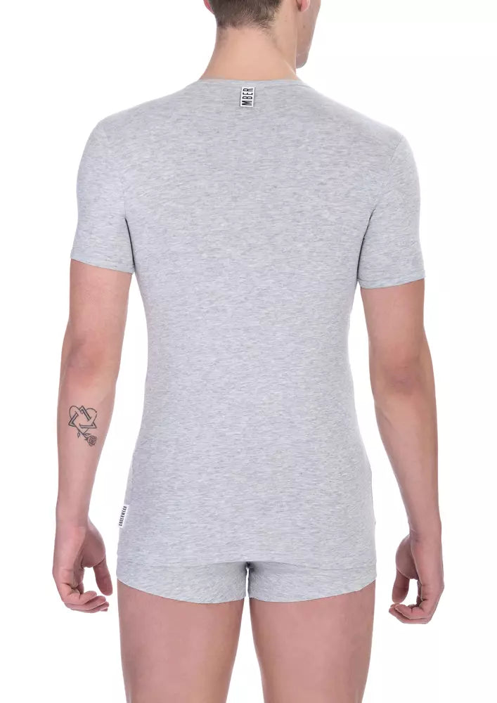 Bikkembergs Sleek Grey Crew Neck Tee para sa Naka-istilong Kaginhawahan