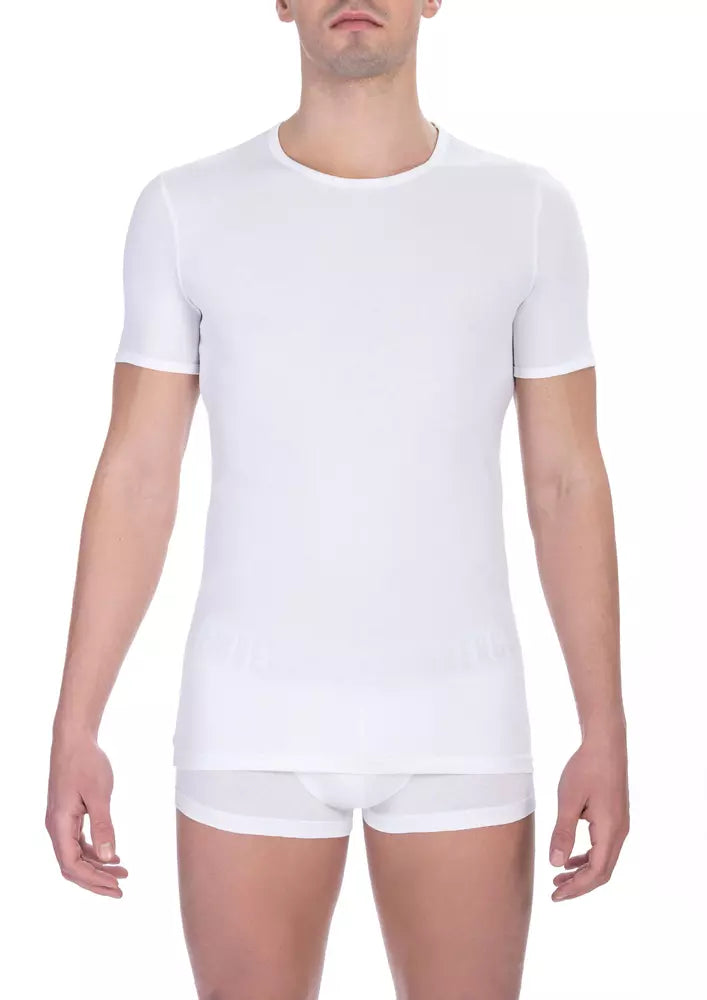 Bikkembergs T-Shirt aus Baumwollmischung mit Rundhalsausschnitt – Pristine White