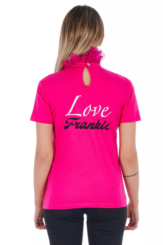 Frankie Morello – Elegantes, hochgeschlossenes T-Shirt mit Spitzendetail