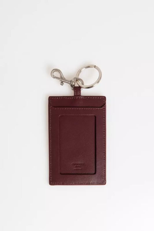 Trussardi Elegant Leather Badge Holder na may Susing Singsing