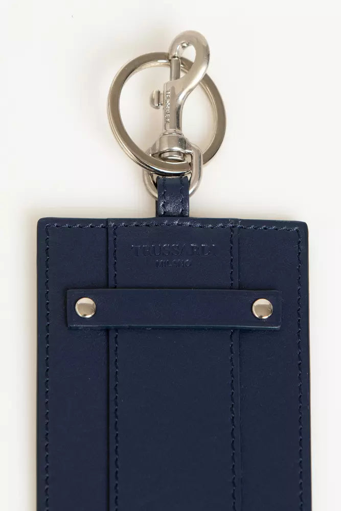 Trussardi Elegant Leather Badge Holder na may Susing Singsing