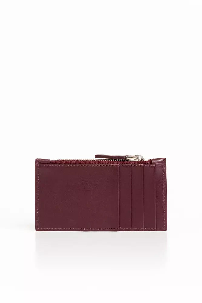 Trussardi Elegant Leather Card Holder na may Detalye ng Zip