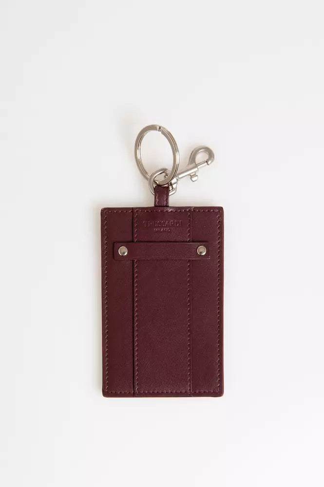 Trussardi Elegant Leather Badge Holder na may Susing Singsing