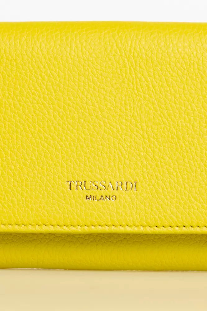 Trussardi Elegante Mini-Geldbörse aus gelbem Leder