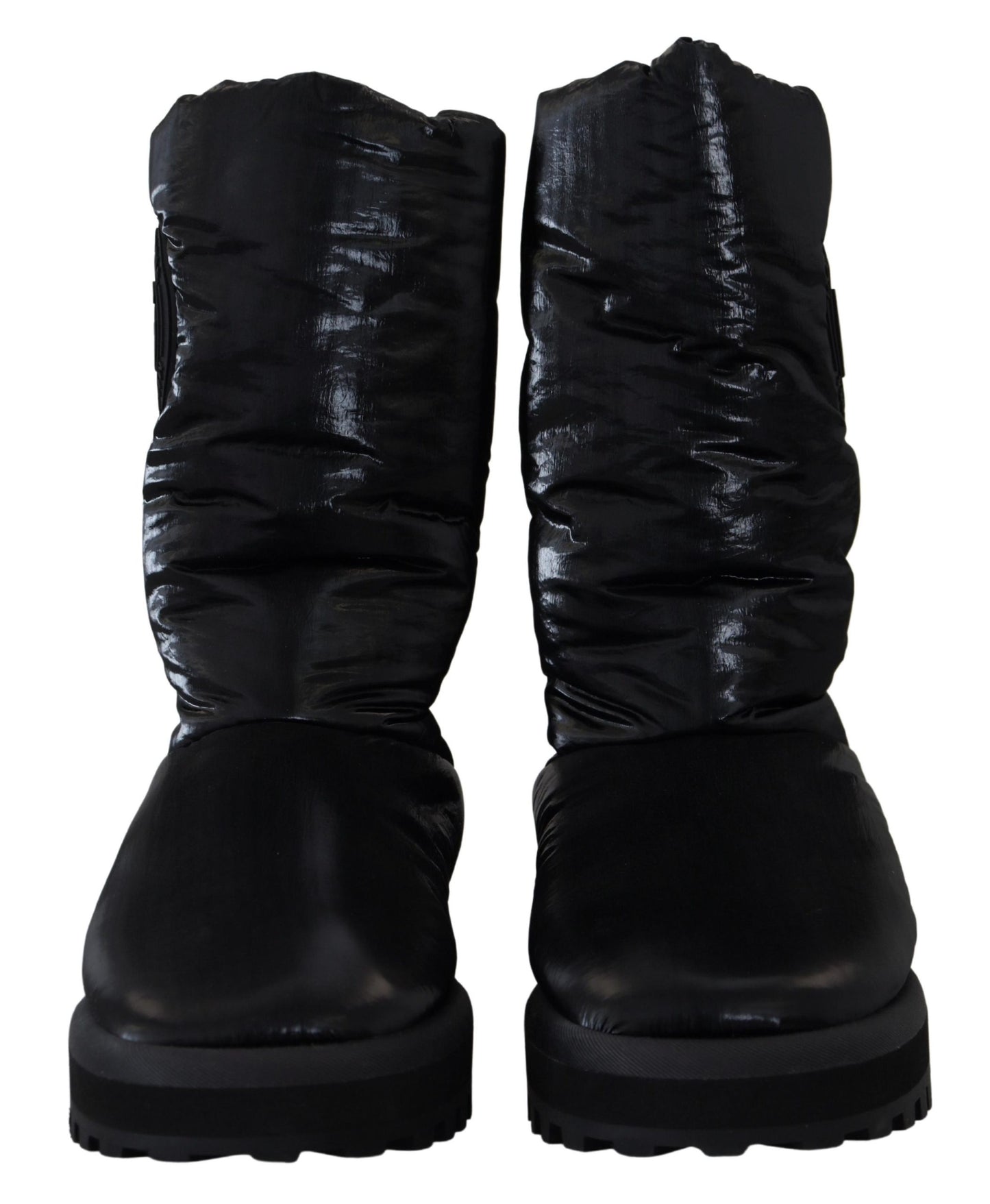 Schwarze Stiefel von Dolce &amp; Gabbana, gepolsterte Winterschuhe mit mittlerer Wade