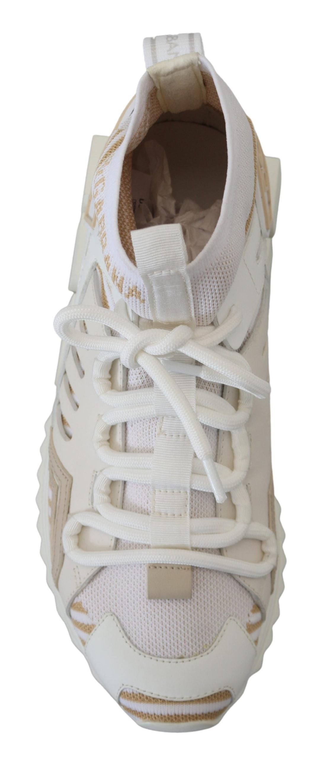 Dolce &amp; Gabbana Weiß Beige Sorrento Sneakers Schuhe