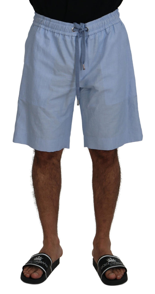 Dolce &amp; Gabbana Hellblaue Bermuda-Freizeitshorts mit mittlerer Taille