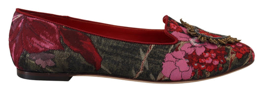 Dolce &amp; Gabbana – mehrfarbige Slip-on-Schuhe aus Jacquard mit Herz-Jesu-Patch