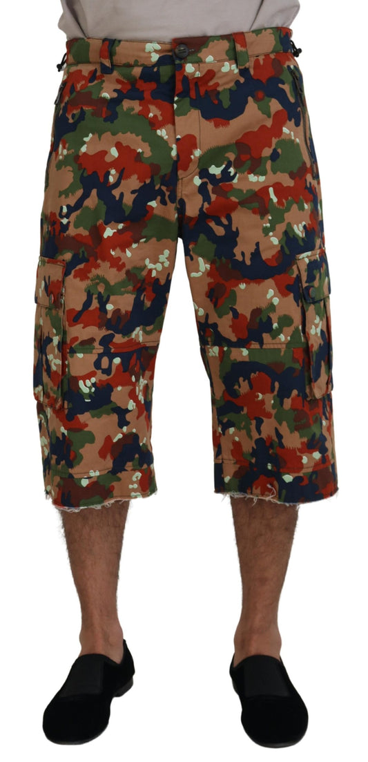 Mehrfarbige, getarnte Cargo-Shorts aus Baumwolle von Dolce &amp; Gabbana