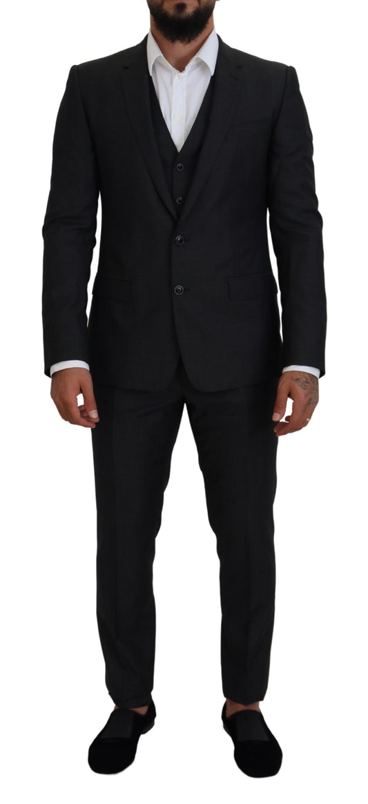 Dolce &amp; Gabbana Grauer MARTINI 3-teiliger Slim-Fit-Anzug