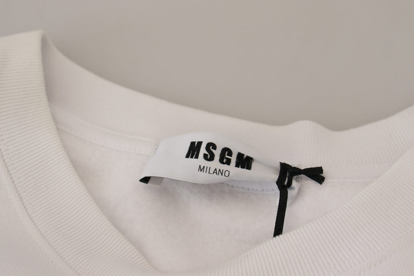 MSGM Weißer Baumwollpullover mit Rundhalsausschnitt