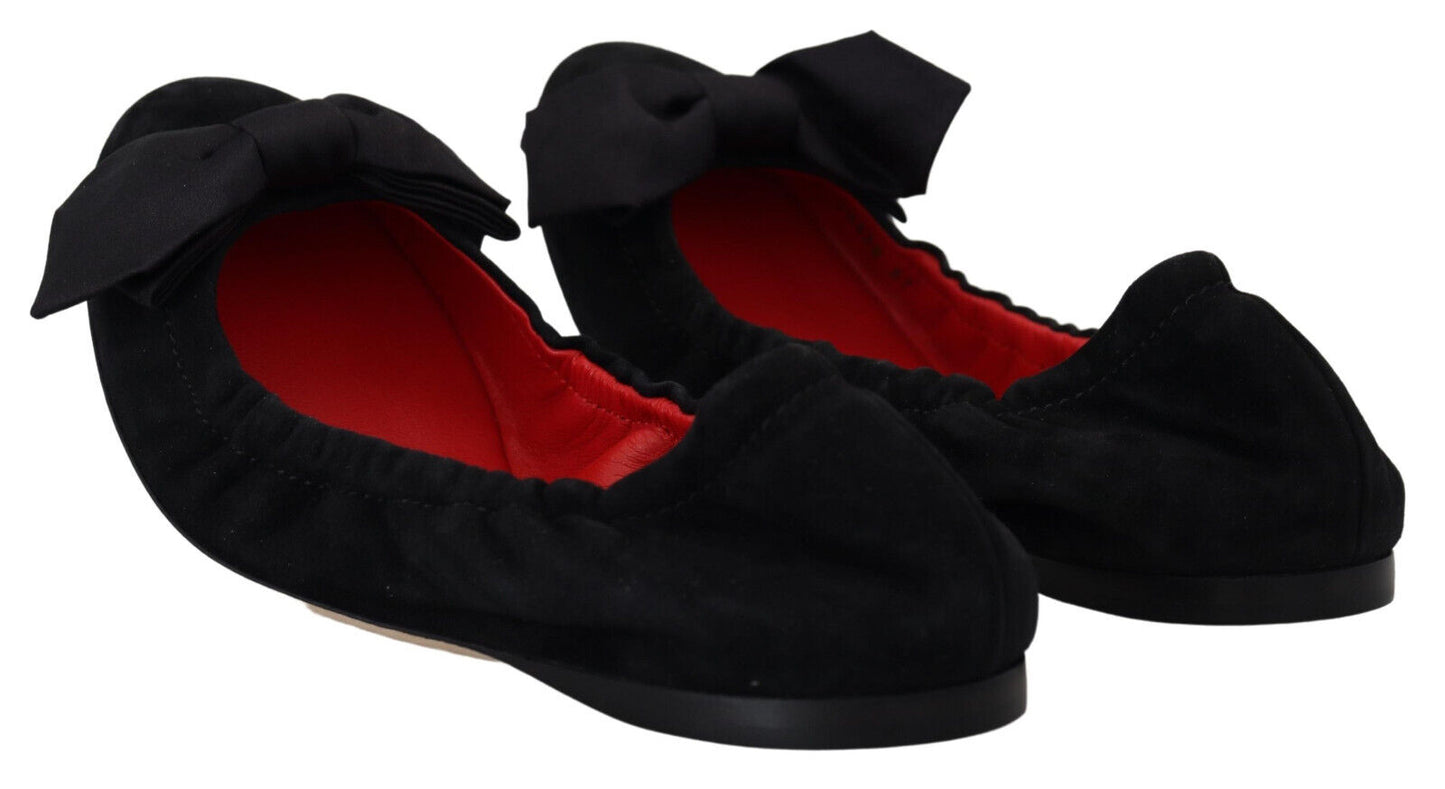 Dolce &amp; Gabbana Flache Ballerinas zum Hineinschlüpfen aus schwarzem Wildleder