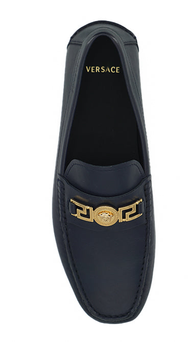 Marineblaue Loaferschuhe aus Kalbsleder von Versace