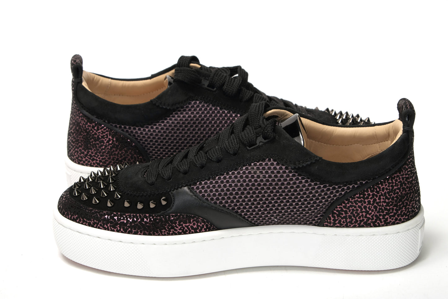 Christian Louboutin Version Schwarze Happy Rui Spikes Flache Schuhe