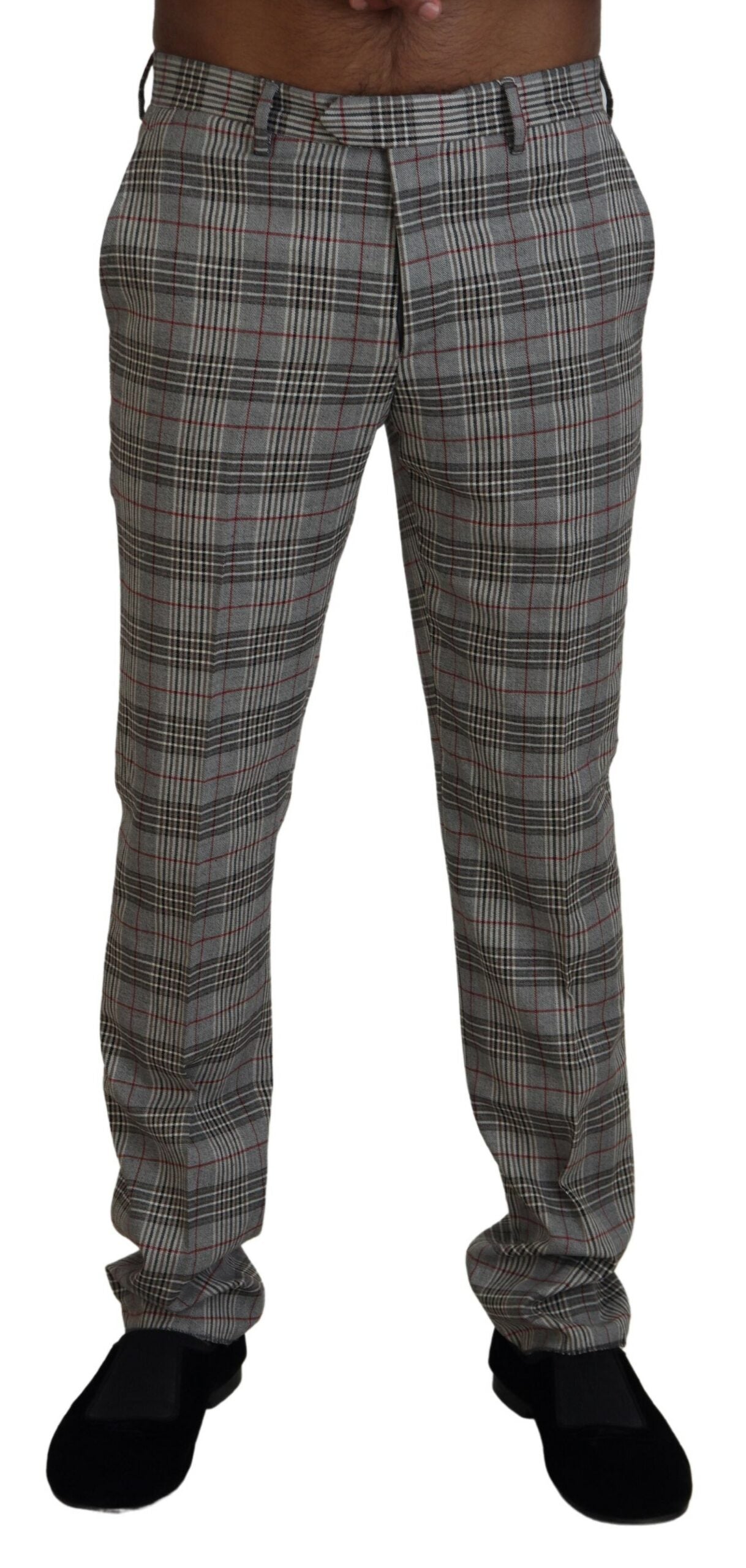 BENCIVENGA Gray Checkered Skinny Pantalon ng Lalaki