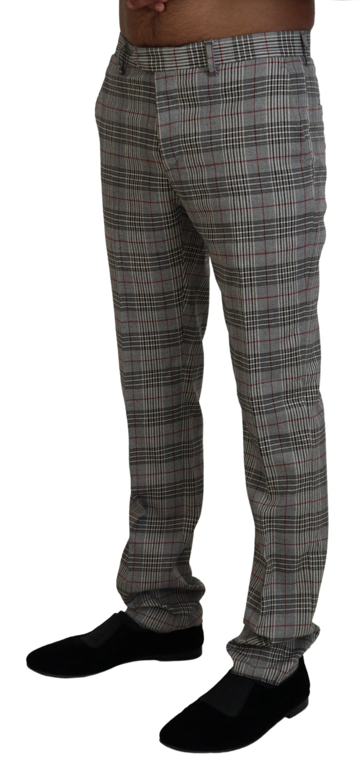 BENCIVENGA Gray Checkered Skinny Pantalon ng Lalaki