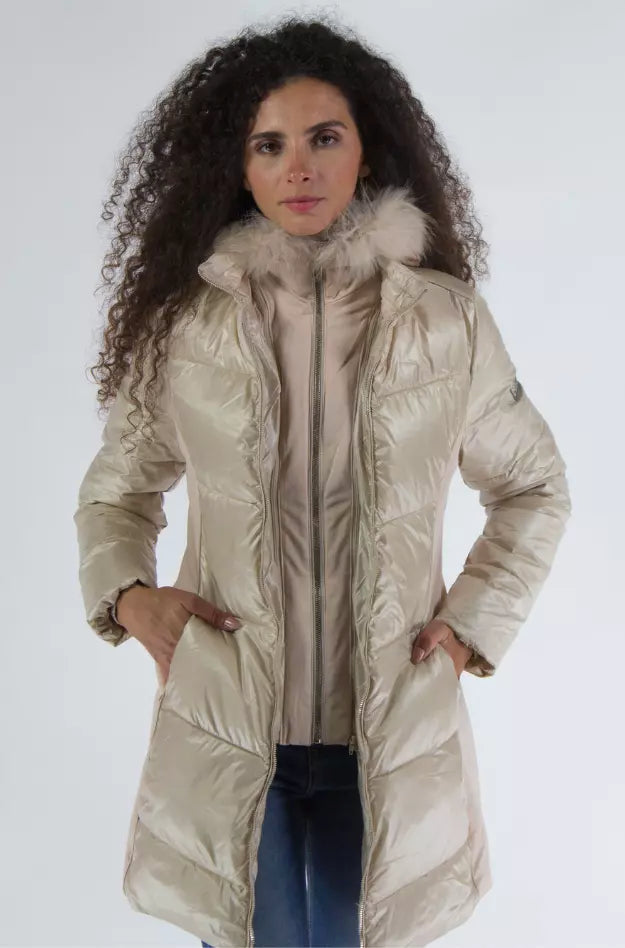 Yes Zee Beige Polyamidjacke und -mantel