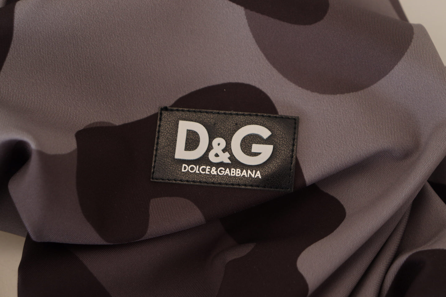 Dolce &amp; Gabbana Grau gemusterter Polyester-Neoprenanzug-Badeanzug