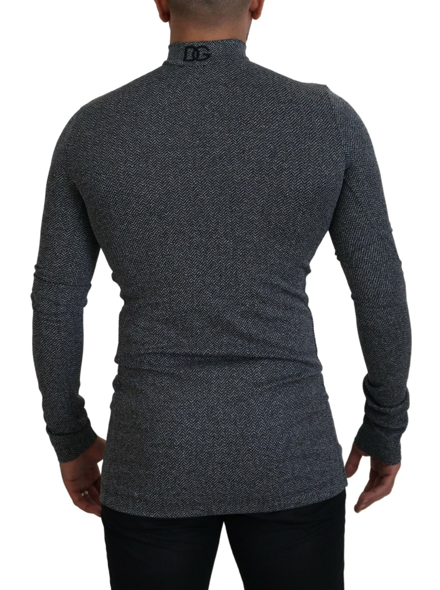 Dolce &amp; Gabbana Dunkelgrauer Rollkragenpullover aus Nylon