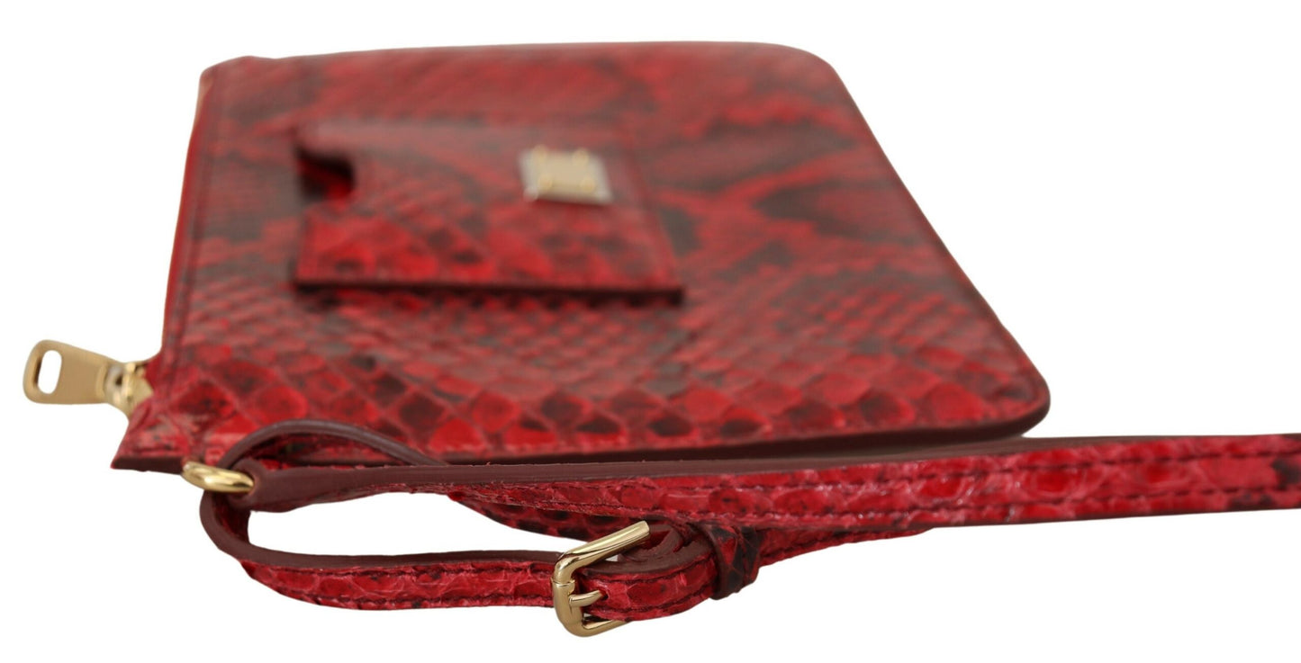 Dolce &amp; Gabbana Rotes Leder Ayers Clutch Portemonnaie Armband Hand