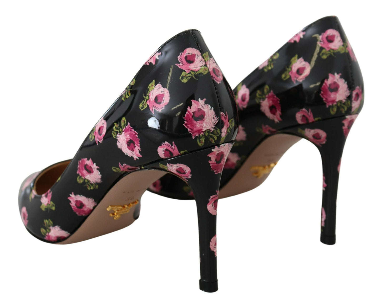 Prada schwarze Leder-Pumps mit Blumenabsatz und Stiletto-Absatz