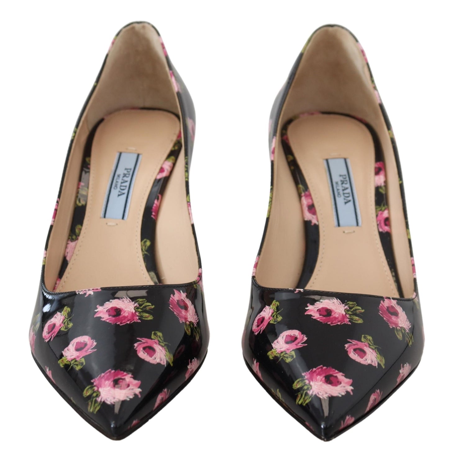 Prada schwarze Leder-Pumps mit Blumenabsatz und Stiletto-Absatz