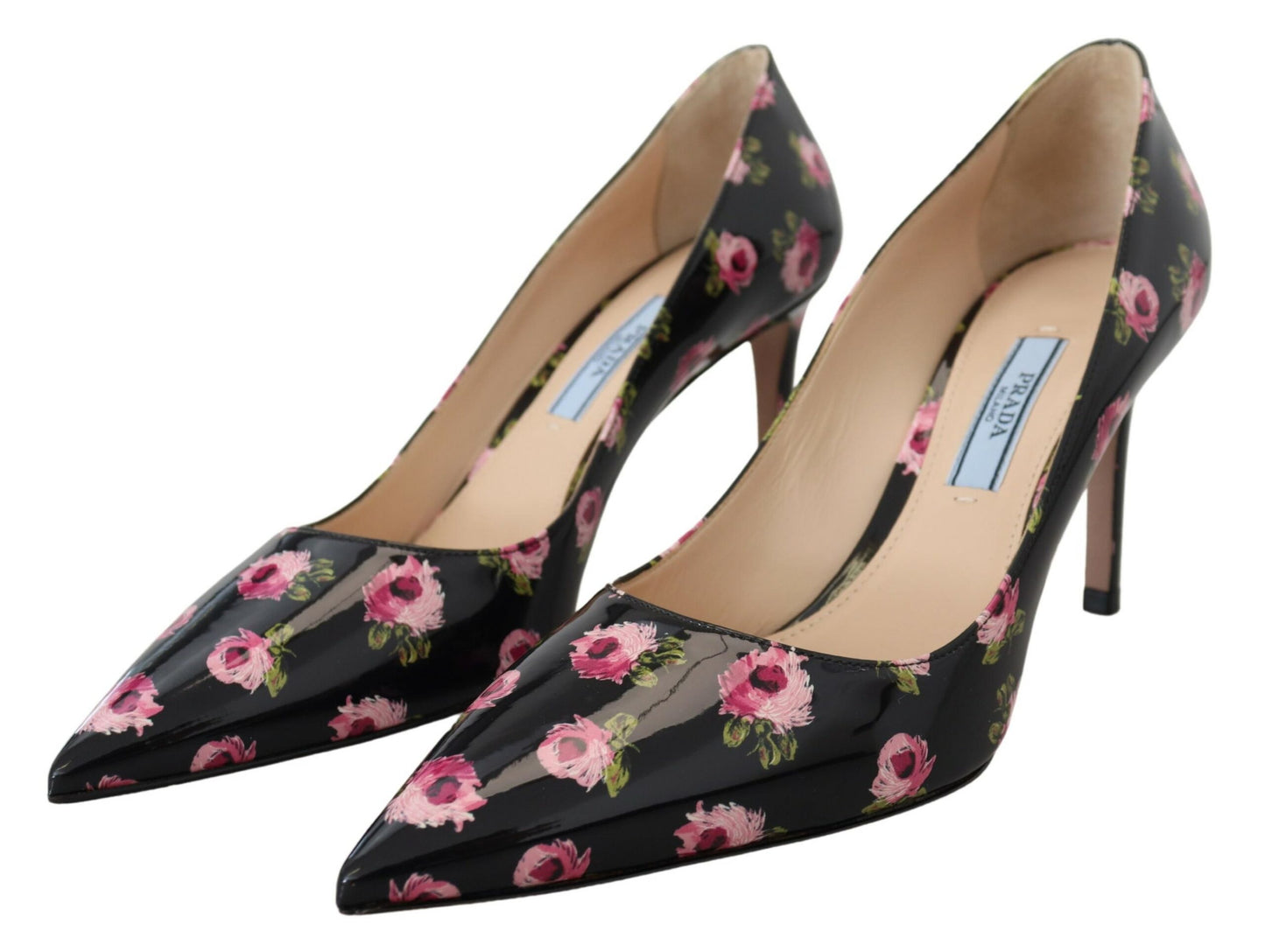 Prada schwarze Leder-Pumps mit Blumenabsatz und Stiletto-Absatz