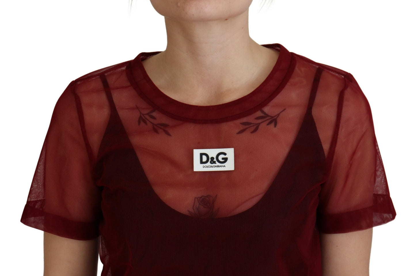 Dolce &amp; Gabbana Maroon Nylon Two Layer Shift Mini Dress